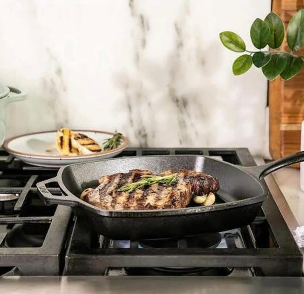 Lodge Cast Iron 10.5” Seasoned Square Grill Pan - Image 6