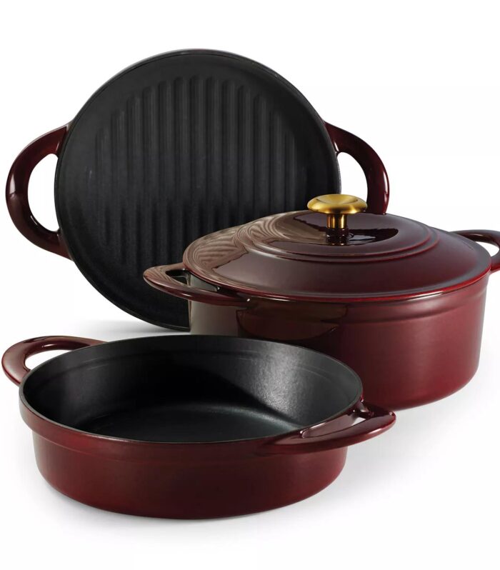 Tramontina 4-Piece Stackable Enamel Cast Iron Cookware Set