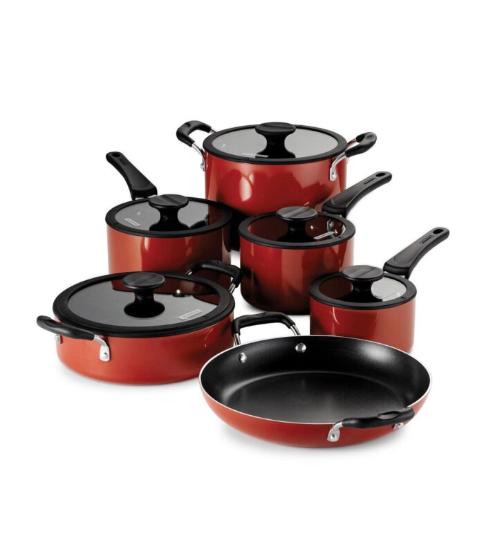 Tramontina Porcelain Enamel Heavy Gauge Aluminum Non Stick 11 Piece Cookware Set