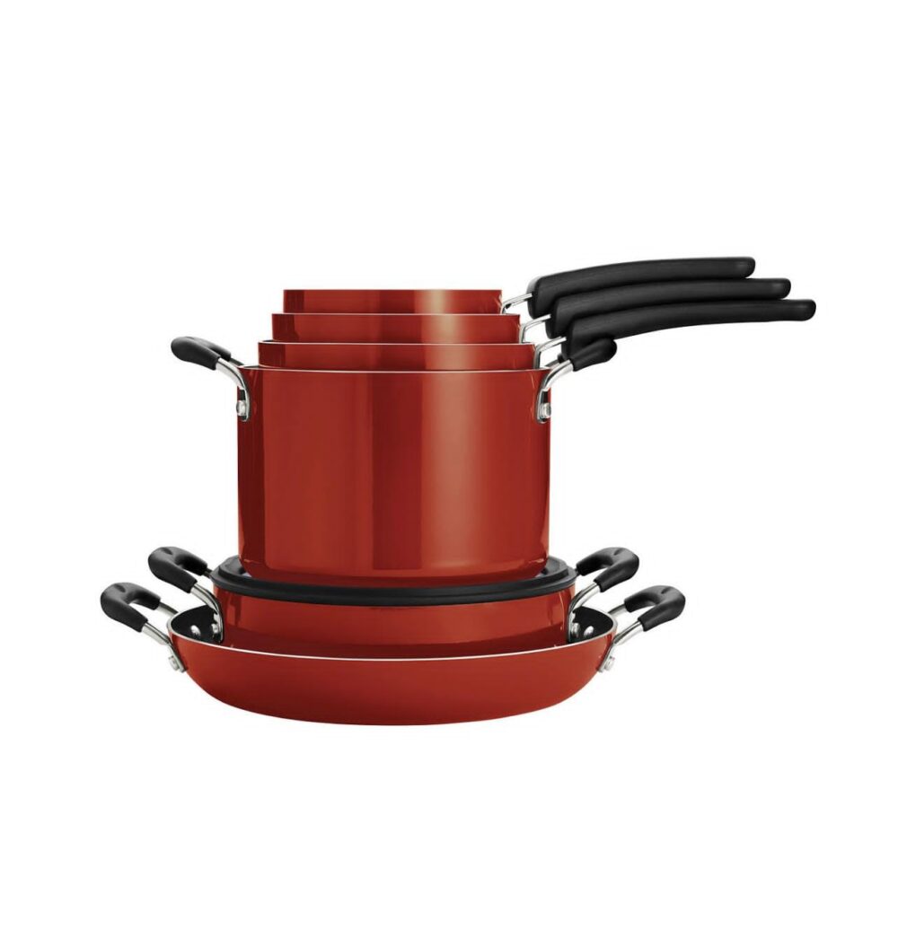 Tramontina Porcelain Enamel Heavy Gauge Aluminum Non Stick 11 Piece Cookware Set - Image 3