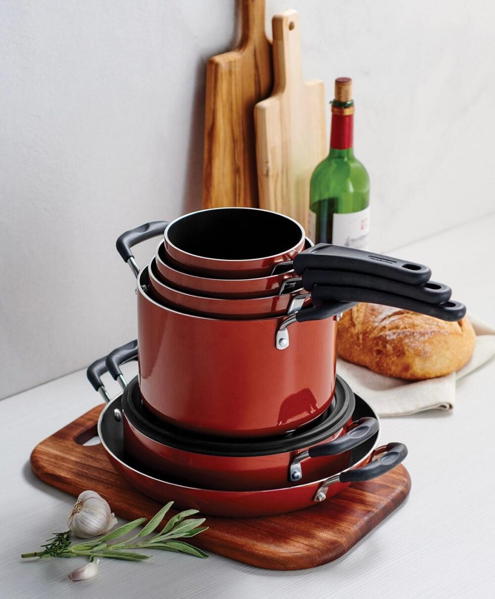 Tramontina Porcelain Enamel Heavy Gauge Aluminum Non Stick 11 Piece Cookware Set - Image 9