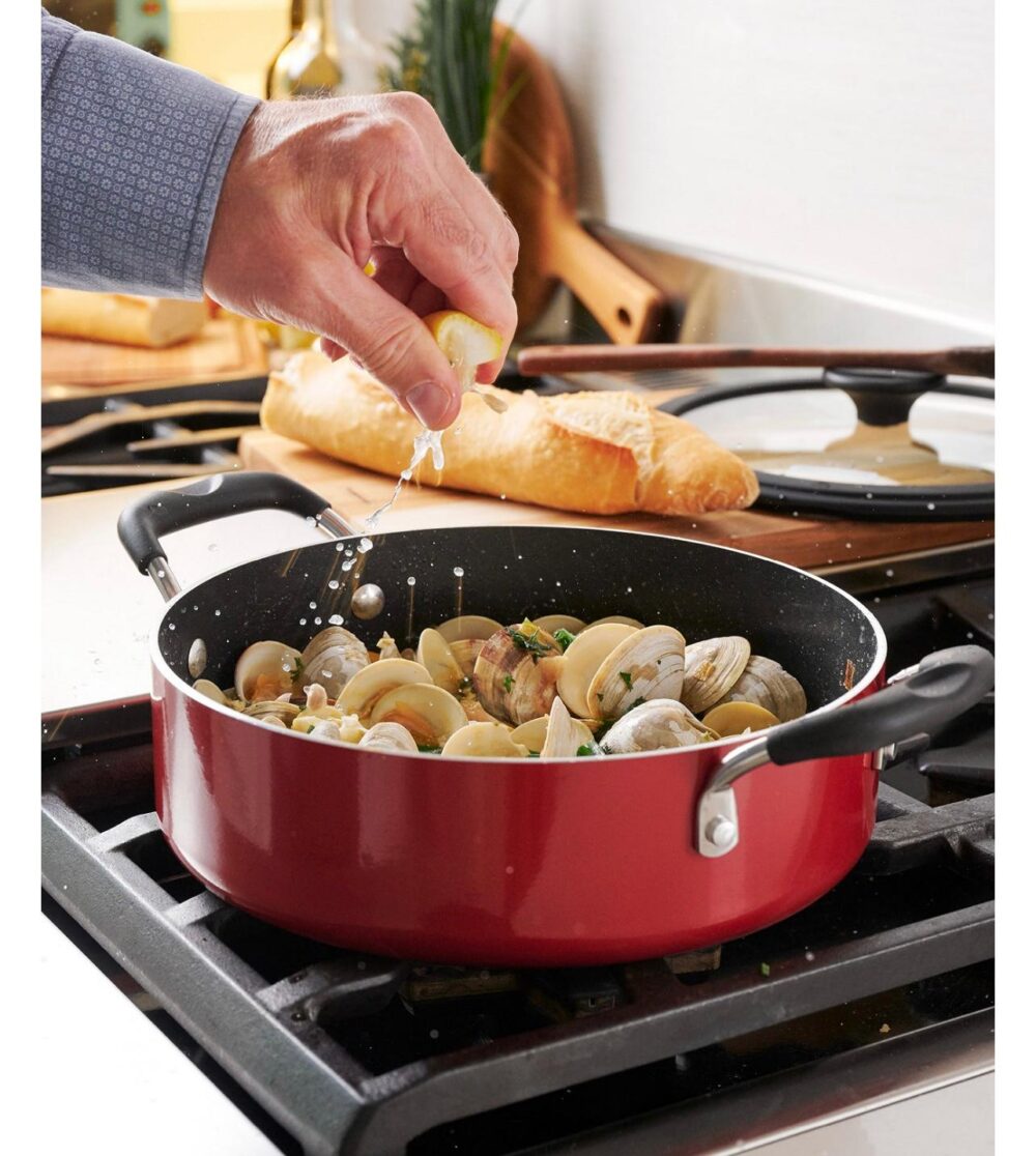 Tramontina Porcelain Enamel Heavy Gauge Aluminum Non Stick 11 Piece Cookware Set - Image 8