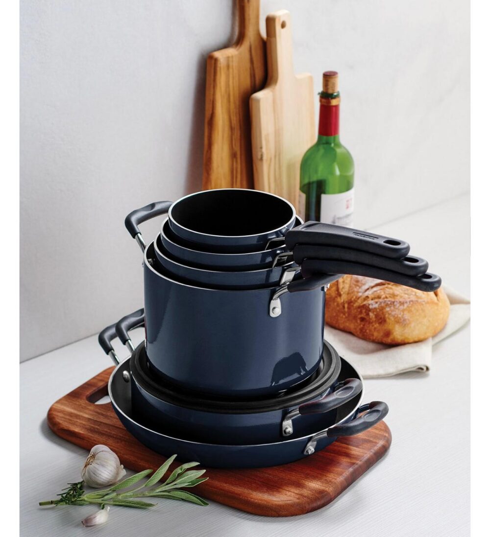 Tramontina Porcelain Enamel Heavy Gauge Aluminum Non Stick 11 Piece Cookware Set - Image 10