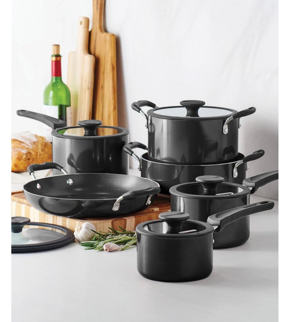 Tramontina Porcelain Enamel Heavy Gauge Aluminum Non Stick 11 Piece Cookware Set - Image 17