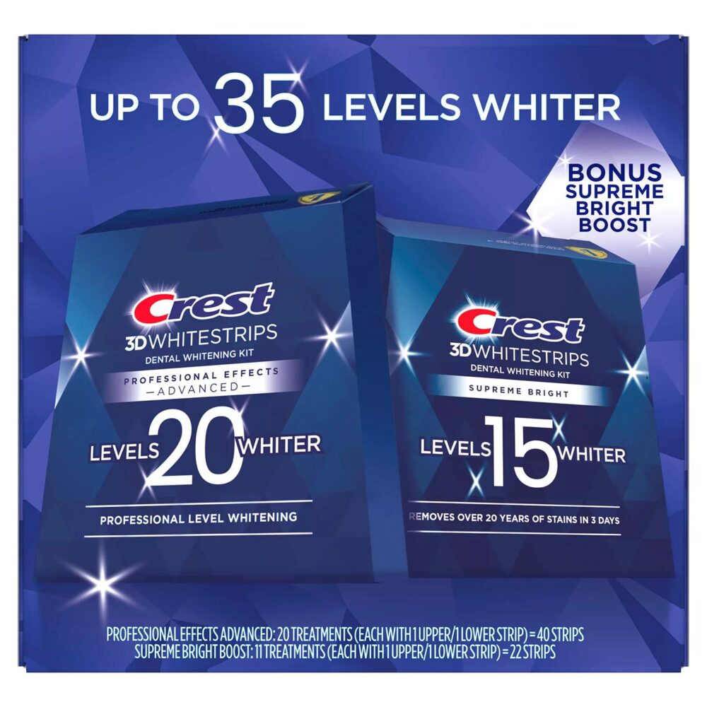 Crest 3D Whitestrips Professional Effects & Supreme Bright Whitening Kit .