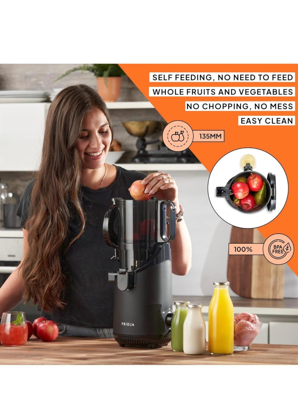 Fridja f2500 Juicer, Whole Fruit Masticating Slow Juicer - Image 6