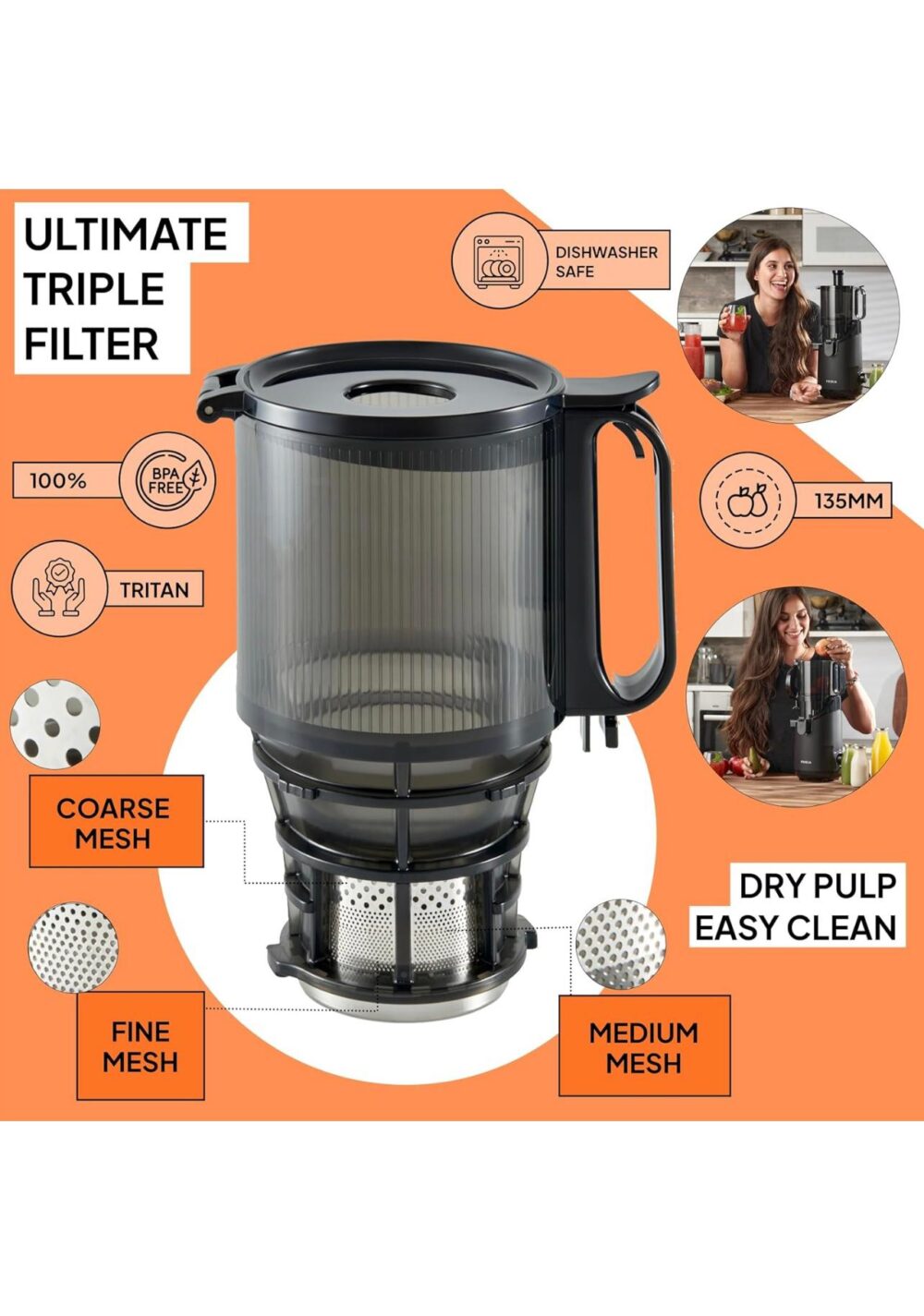 Fridja f2500 Juicer, Whole Fruit Masticating Slow Juicer - Image 7