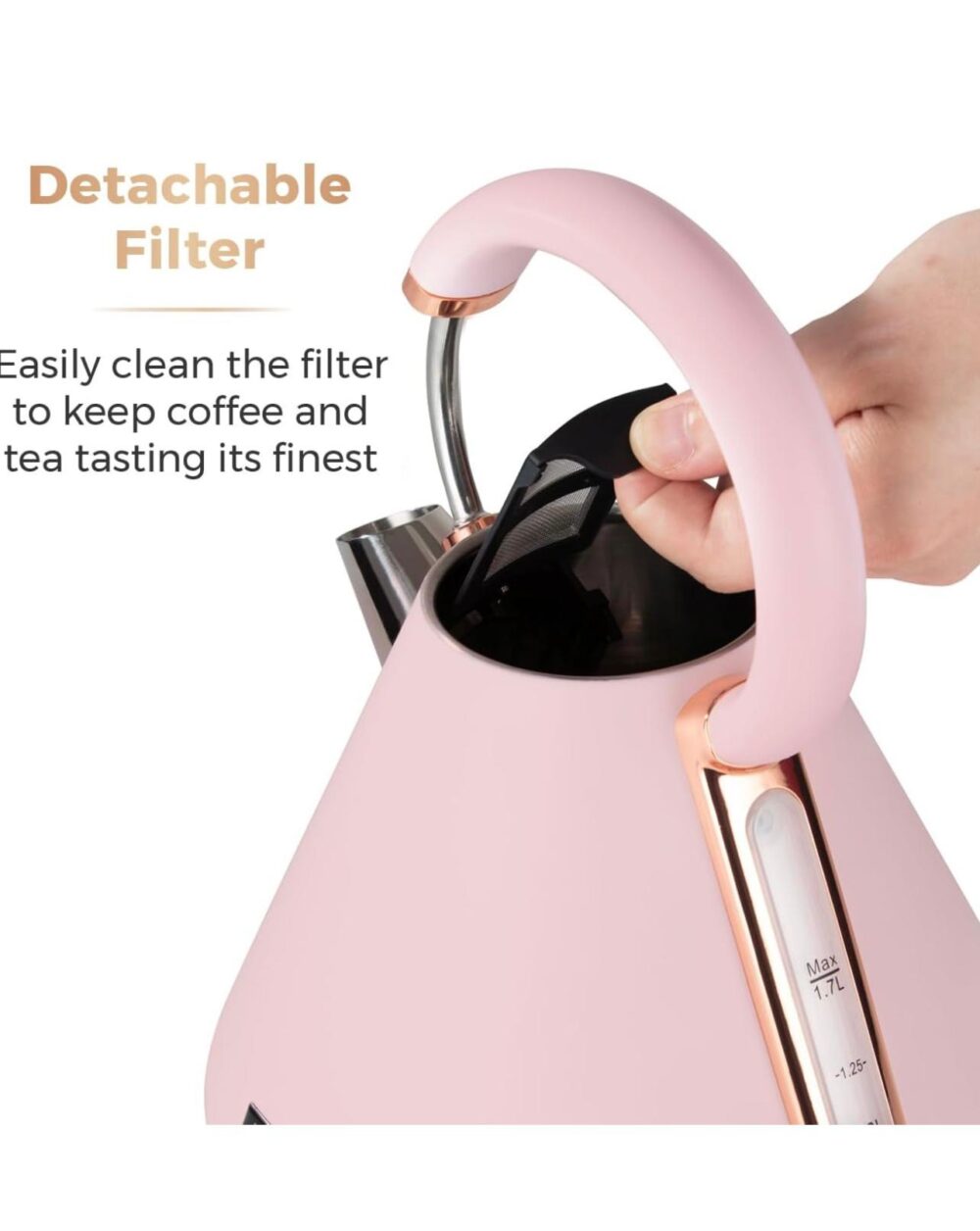 Tower T10044PNK Cavaletto Pyramid Kettle with Fast Boil - Image 6