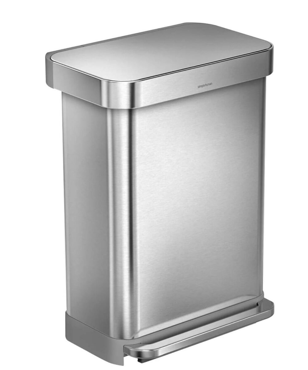 Simplehuman 55L Rectangular Step Can and 4.5L Round Step Can With Odorsorb - Image 2