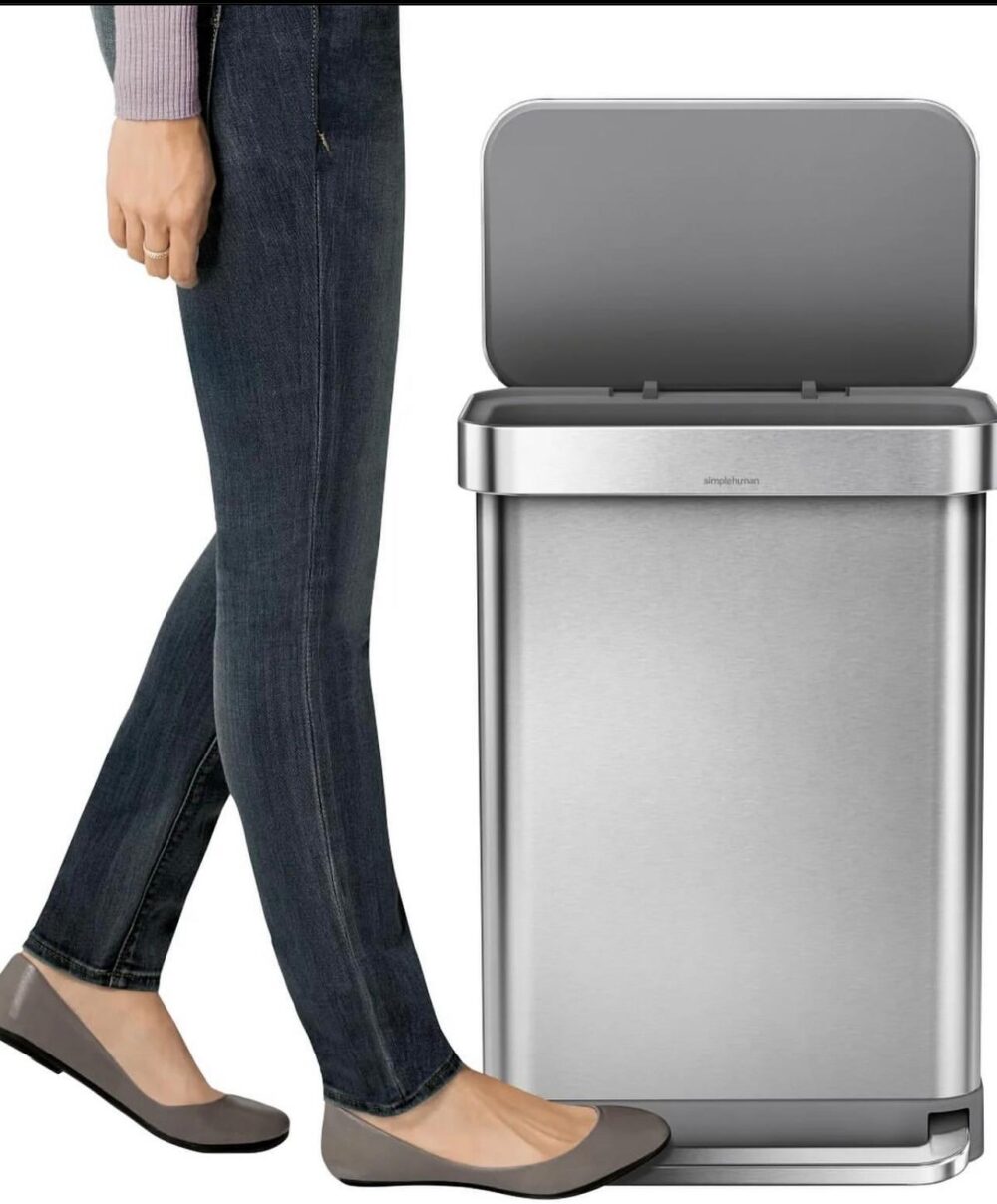 Simplehuman 55L Rectangular Step Can and 4.5L Round Step Can With Odorsorb - Image 4