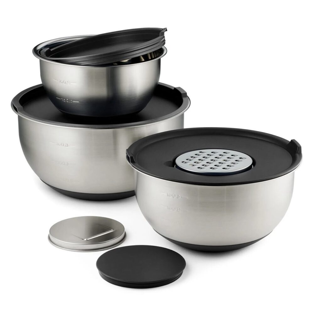 Tramontina 8-Piece Stainless Steel Mixing Bowl and Grater Set with Lids - Image 10