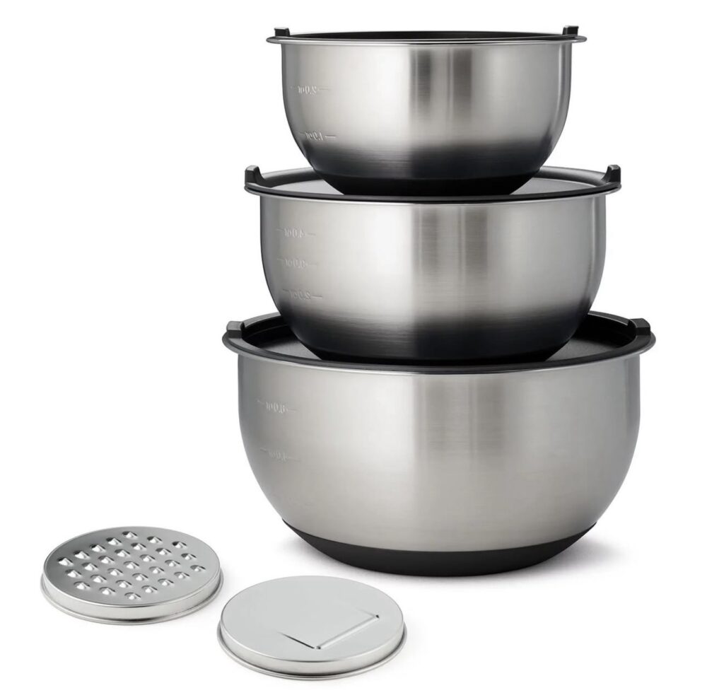 Tramontina 8-Piece Stainless Steel Mixing Bowl and Grater Set with Lids - Image 9