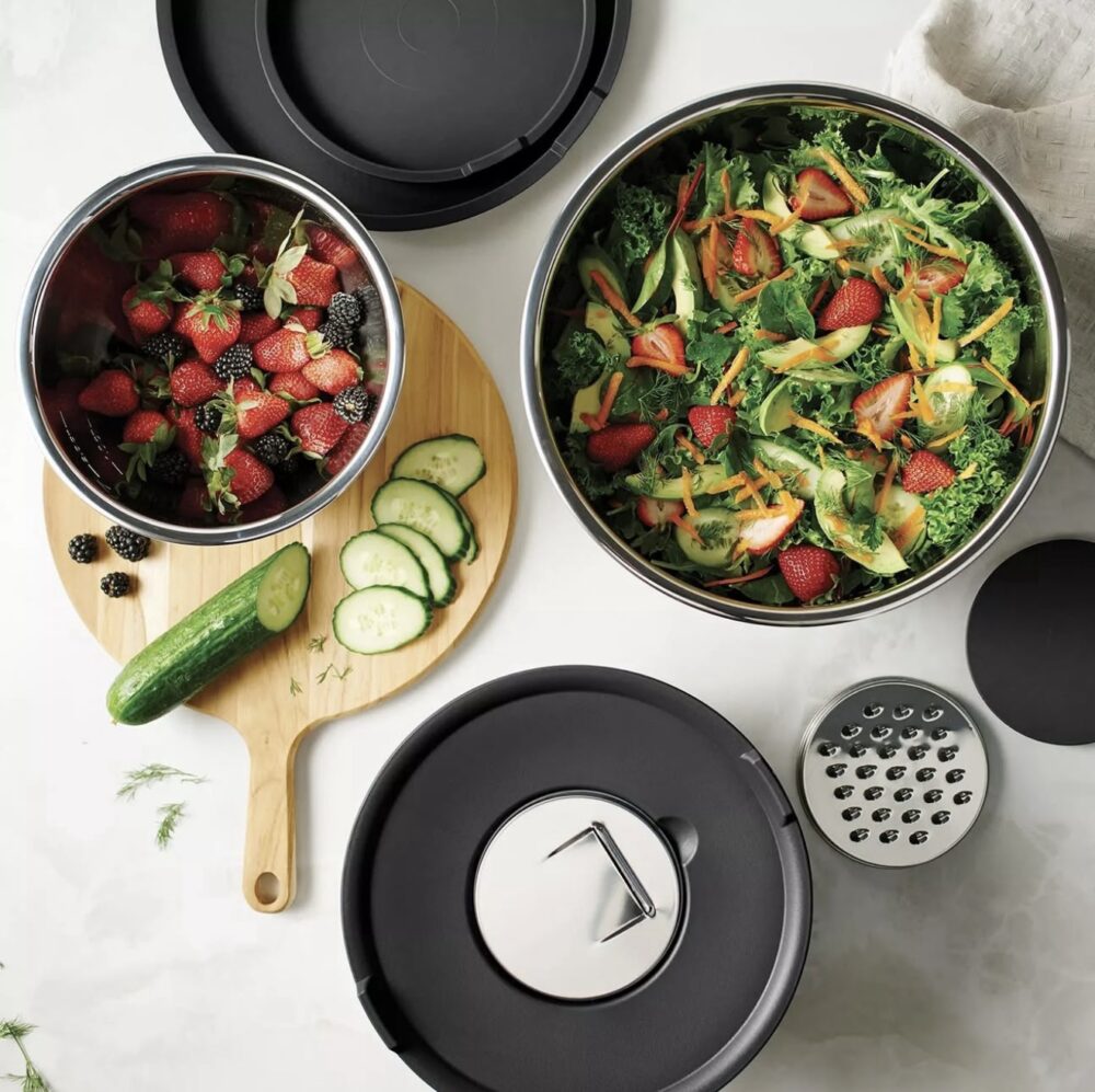 Tramontina 8-Piece Stainless Steel Mixing Bowl and Grater Set with Lids - Image 8