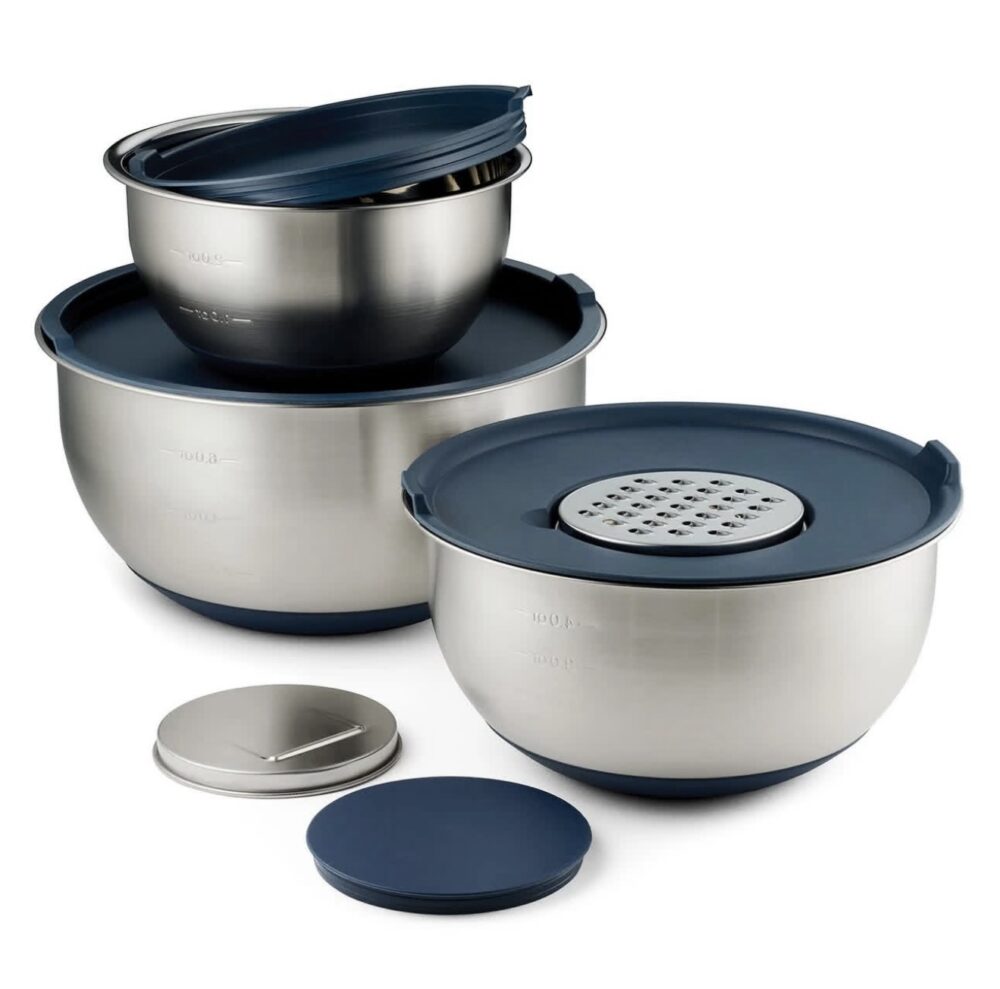 Tramontina 8-Piece Stainless Steel Mixing Bowl and Grater Set with Lids - Image 7