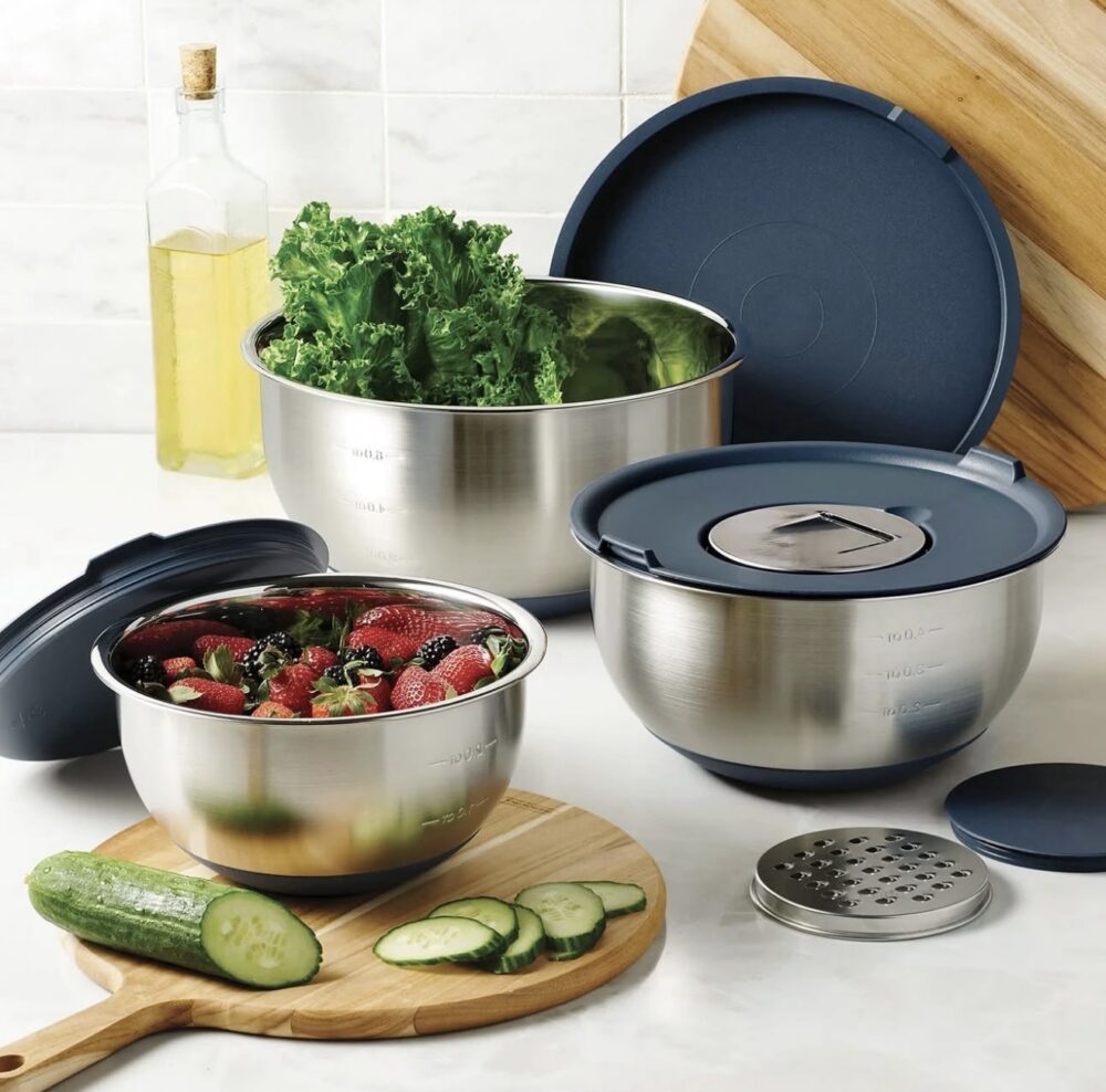 Tramontina 8-Piece Stainless Steel Mixing Bowl and Grater Set with Lids - Image 6