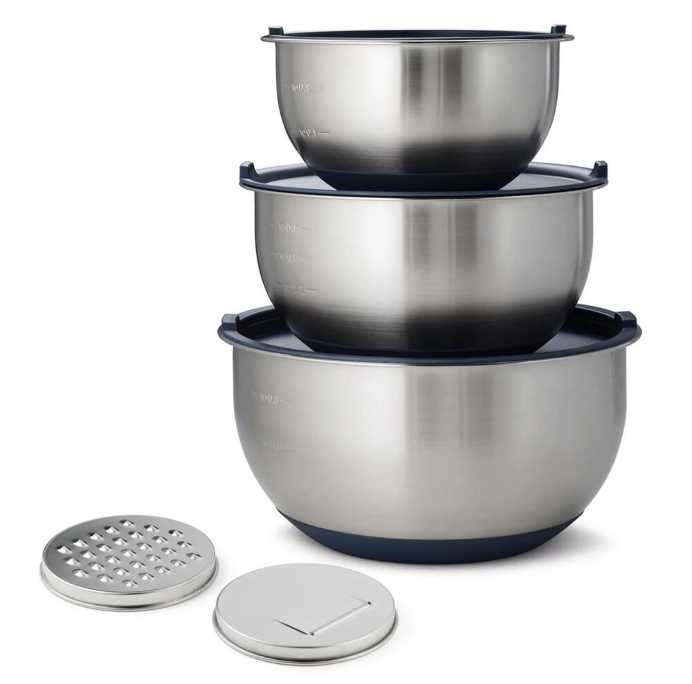 Tramontina 8-Piece Stainless Steel Mixing Bowl and Grater Set with Lids - Image 5