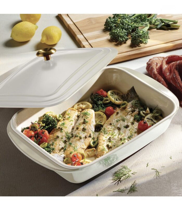 Tramontina 13.6" x 9.6" Ceramic Covered Bakeware with Stainless Steel Knob (Choose Color)