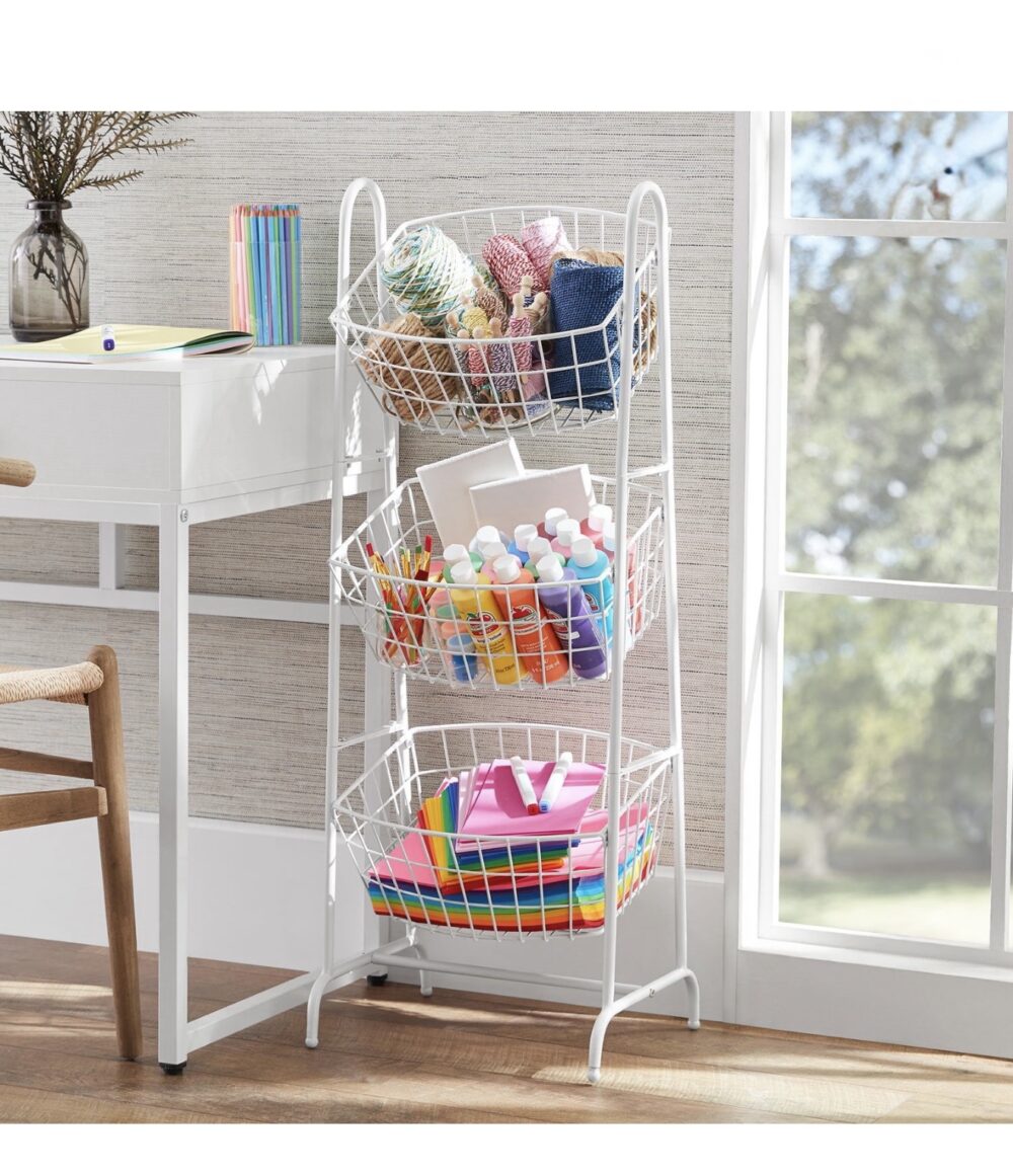 Members Mark 3 Tier Basket- White - Image 2