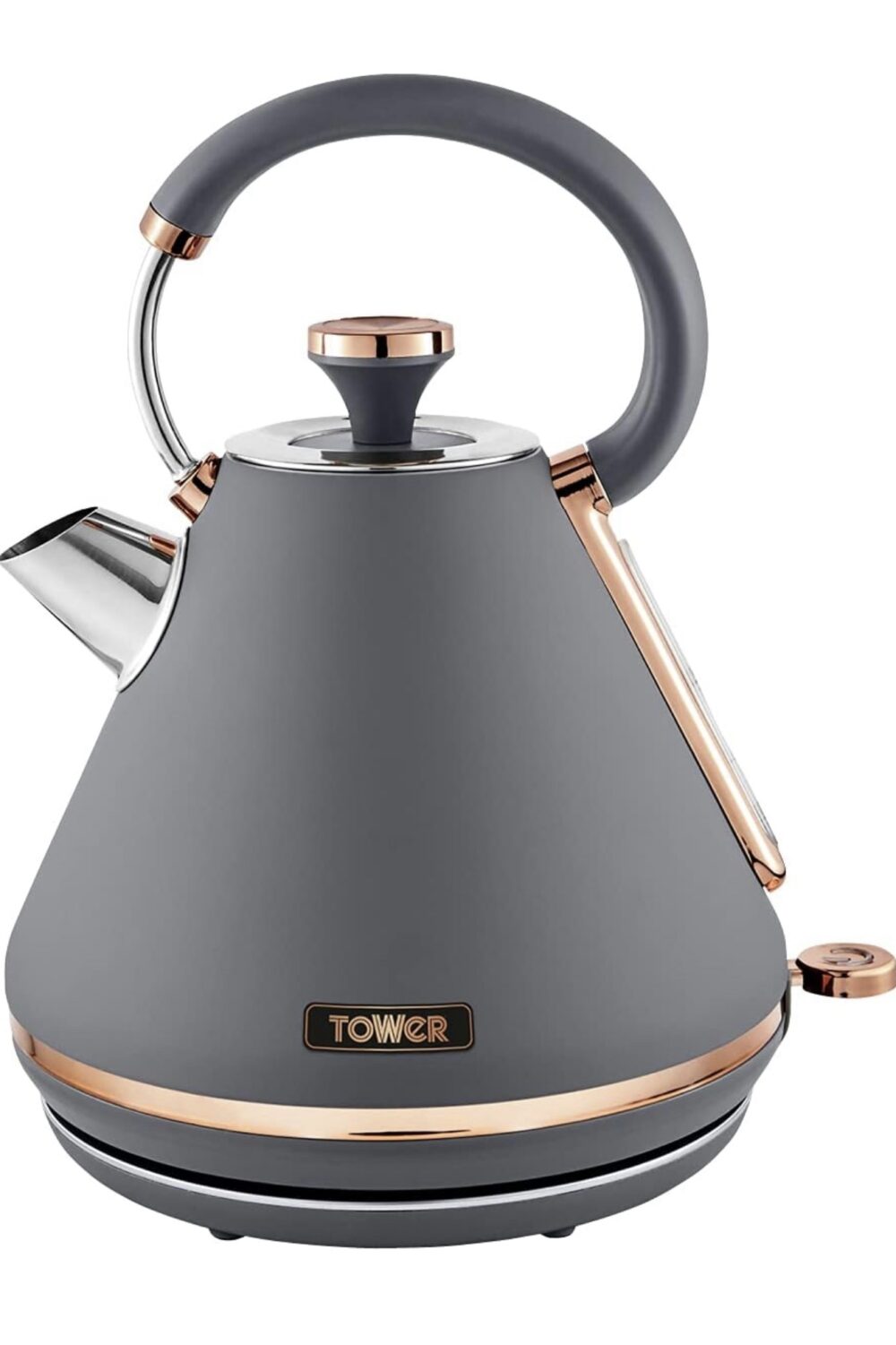 Tower T10044RGG Cavaletto Pyramid Kettle with Fast Boil, Detachable Filter, 1.7 Litre, 3000 W, Grey and Rose Gold