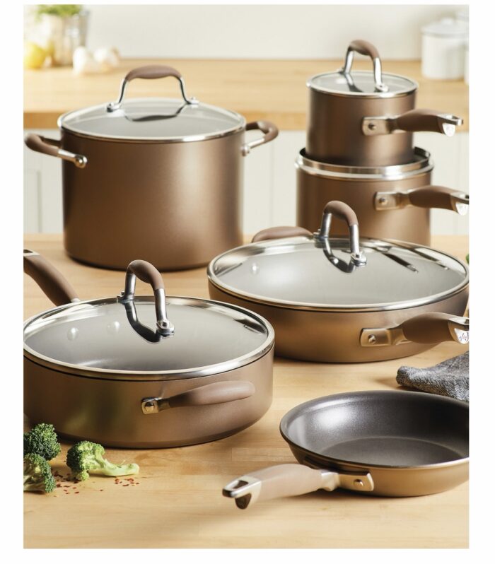 Anolon Advanced Home Hard-Anodized Nonstick Cookware Set, 11 Piece