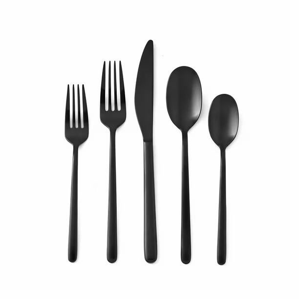 Member's Mark Premium 20-Piece 18/10 Stainless Steel Modern Flatware Set- Matte Black