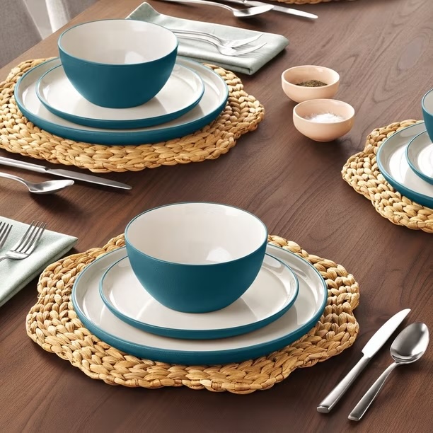 Member's Mark 12-Pieces Stoneware Two-Tone Dinnerware Set