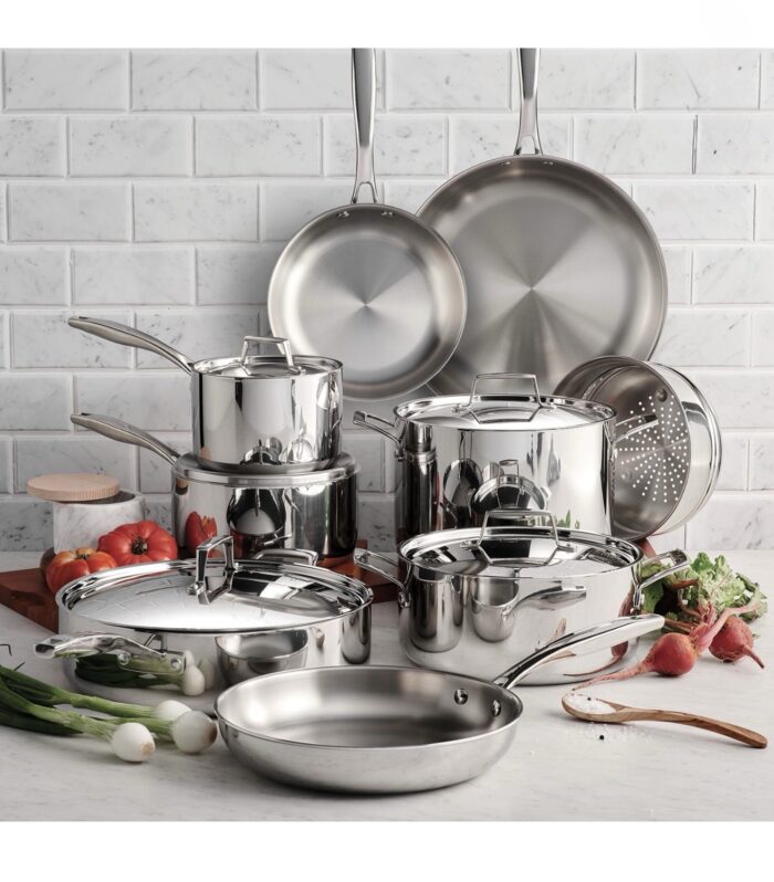 Tramontina 14-Piece Tri-Ply Clad 18/10 Stainless Steel Cookware Set