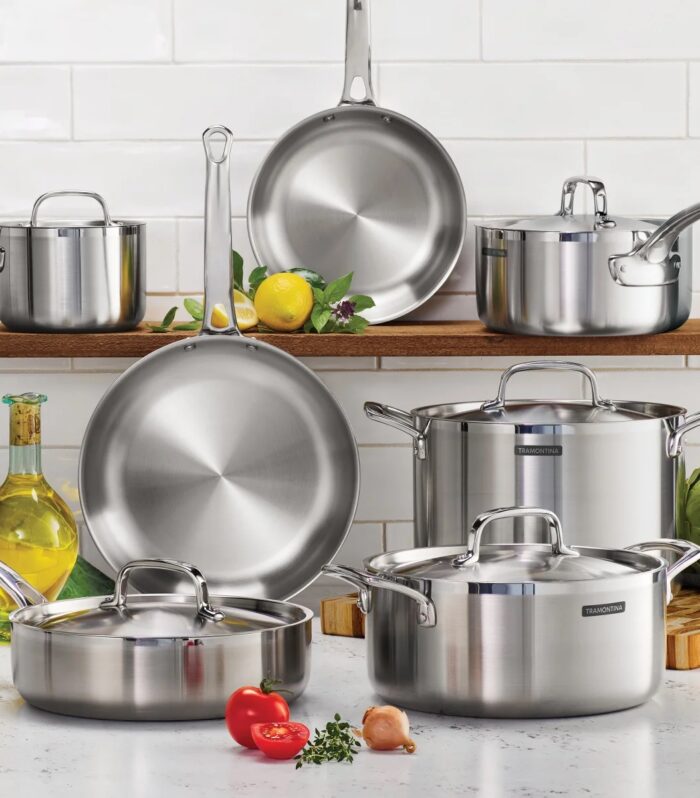 Tramontina Signature Tri-Ply Clad Stainless Steel 12-Piece Cookware Set -