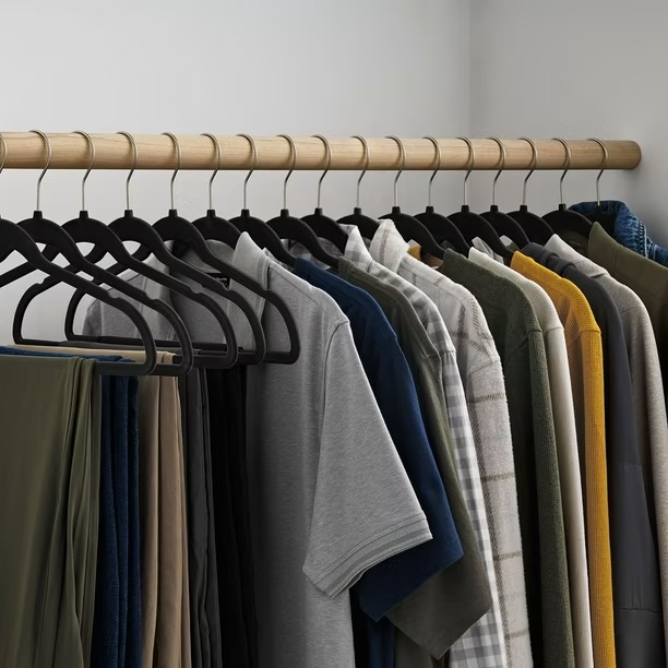 Member's Mark Heavy Duty Adult Velvet Hangers, Assorted Colors - Black- 50 Pack